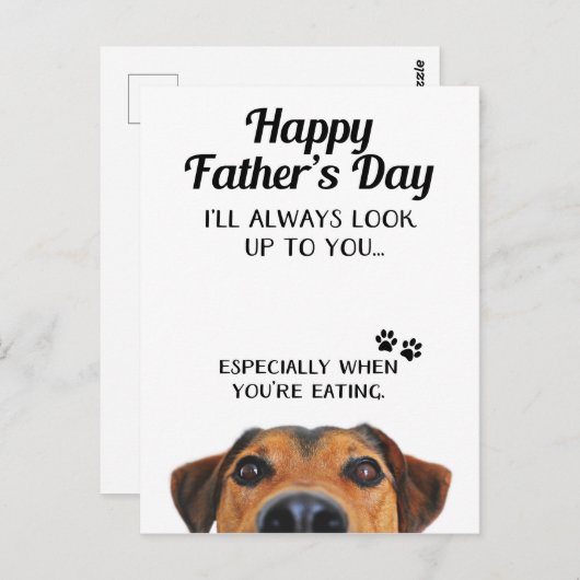 『お父さんたちに目をおもしろい向けて』ドッグから届いたハガキ ポストカード (正面/裏面)