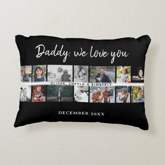 お父さんとキッズファミリーパパ14フォトコラージュ アクセントクッション (裏面)