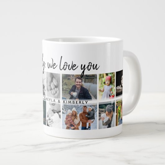 お父さんとキッズファミリーパパ14フォトコラージュ ジャンボコーヒーマグカップ (正面右)