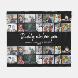 お父さんとキッズファミリーパパ14フォトコラージュ フリースブランケット