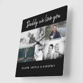 お父さんと子供と家族のパパコラージュ スクエア壁時計 (傾斜)