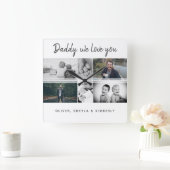 お父さんと子供と家族のパパコラージュ スクエア壁時計 (ホーム)