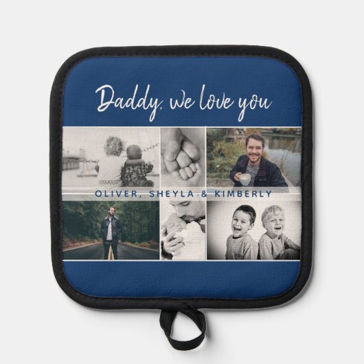 お父さんと子供と家族のパパコラージュ 鍋敷き (正面)