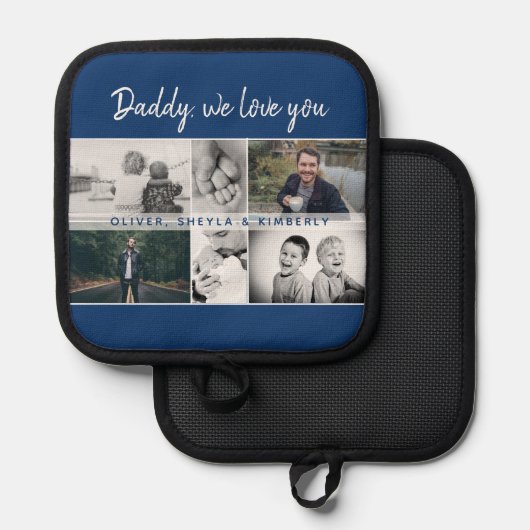 お父さんと子供と家族のパパコラージュ 鍋敷き (正面/裏面)