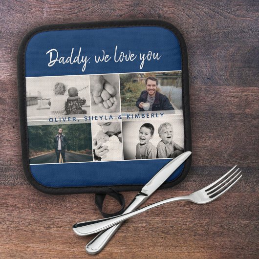 お父さんと子供と家族のパパコラージュ 鍋敷き