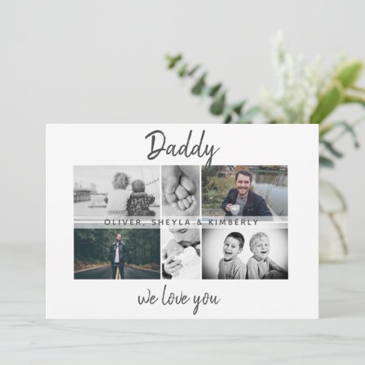 お父さんと子供と家族のパパ写真コラージュ カード (スタンド正面)