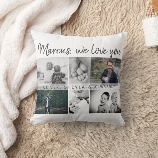 お父さんと子供と家族のパパ写真コラージュ クッション (ブランケット)