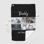 お父さんと子供と家族のパパ写真コラージュ ゴルフタオル (インサイチュ)