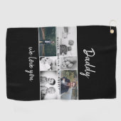 お父さんと子供と家族のパパ写真コラージュ ゴルフタオル (横)