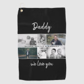 お父さんと子供と家族のパパ写真コラージュ ゴルフタオル (正面)