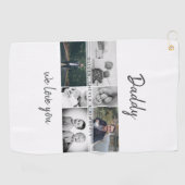 お父さんと子供と家族のパパ写真コラージュ ゴルフタオル (横)