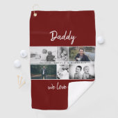 お父さんと子供と家族のパパ写真コラージュ ゴルフタオル (インサイチュ)