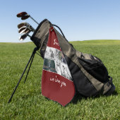 お父さんと子供と家族のパパ写真コラージュ ゴルフタオル (グリーン)