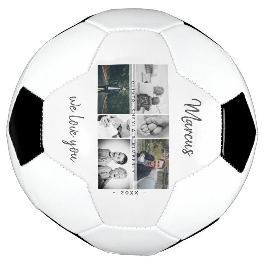 お父さんと子供と家族のパパ写真コラージュ サッカーボール (回転)