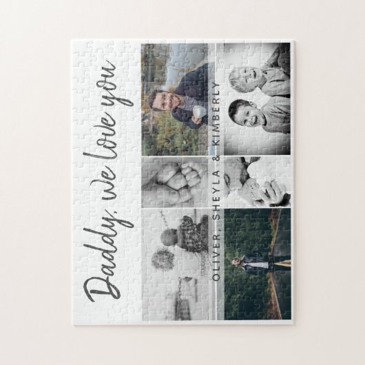 お父さんと子供と家族のパパ写真コラージュ ジグソーパズル (縦)