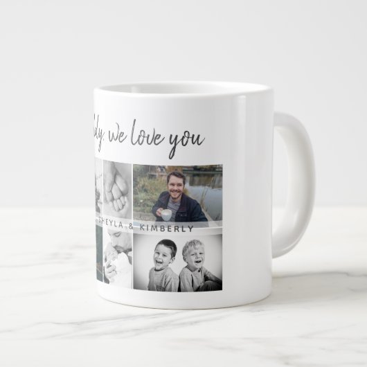 お父さんと子供と家族のパパ写真コラージュ ジャンボコーヒーマグカップ (正面右)