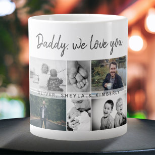 お父さんと子供と家族のパパ写真コラージュ ジャンボコーヒーマグカップ