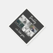 お父さんと子供と家族のパパ写真コラージュ スタンダードカクテルナプキン (角)