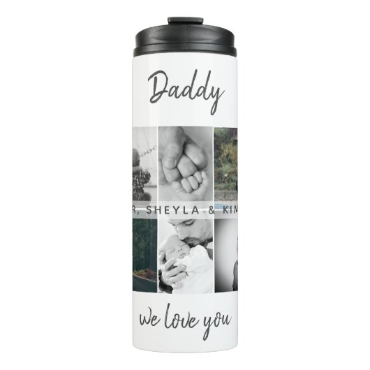 お父さんと子供と家族のパパ写真コラージュ タンブラー (正面)