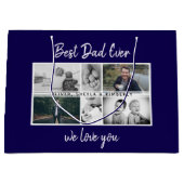 お父さんと子供と家族のパパ写真コラージュ ラージペーパーバッグ (正面)