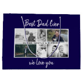 お父さんと子供と家族のパパ写真コラージュ ラージペーパーバッグ (裏面)