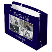 お父さんと子供と家族のパパ写真コラージュ ラージペーパーバッグ (裏面アングル)