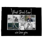 お父さんと子供と家族のパパ写真コラージュ ラージペーパーバッグ (裏面)