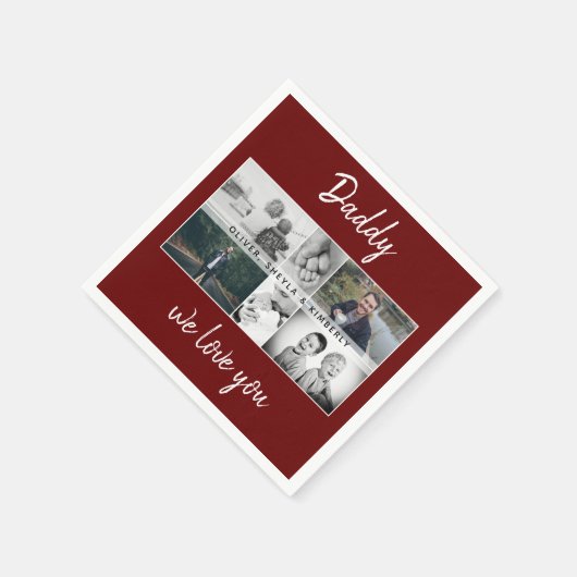 お父さんと子供と家族のパパ写真6枚 スタンダードカクテルナプキン (角)