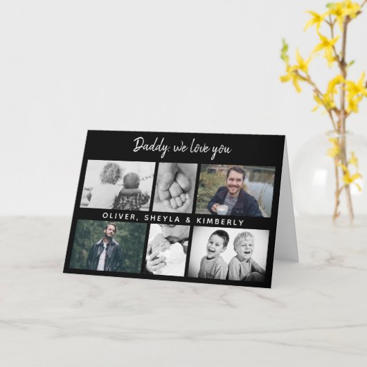 お父さんと子供と家族のパパ6写真 カード (黄色い花)