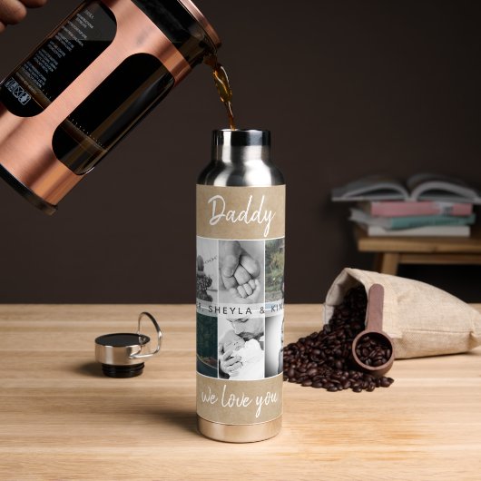 お父さんと子供と家族パパ6 Photo Collage ウォーターボトル (コーヒー)