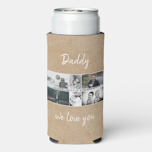 お父さんと子供と家族パパ6 Photo Collage スリム缶クーラー (Seltzer裏面)