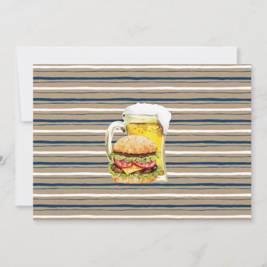 お父さんになるお祝いシャワー バーガー、ビール、おむつも 招待状 (裏面)