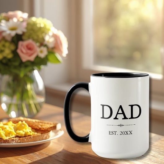 お父さんになる記念日＋子供たちの名前 ブラックコーヒー マグカップ