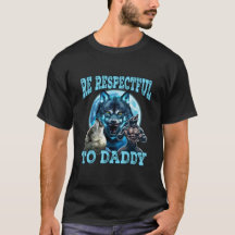 お父さんに敬意を払うアルファウルフ おもしろいパロディTシャツ