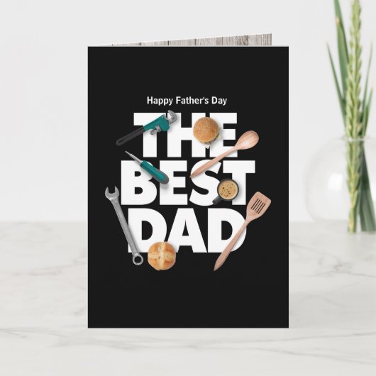 お父さんに最適なデザイン | 世界で一つだけのダークグリーティングカード カード (正面)