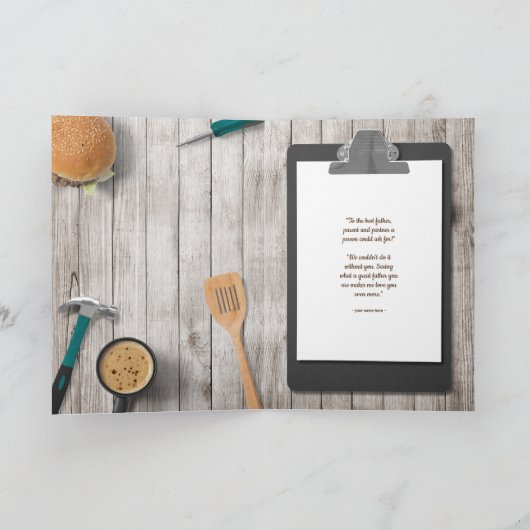 お父さんに最適なデザイン | 世界で一つだけのダークグリーティングカード カード (内部)