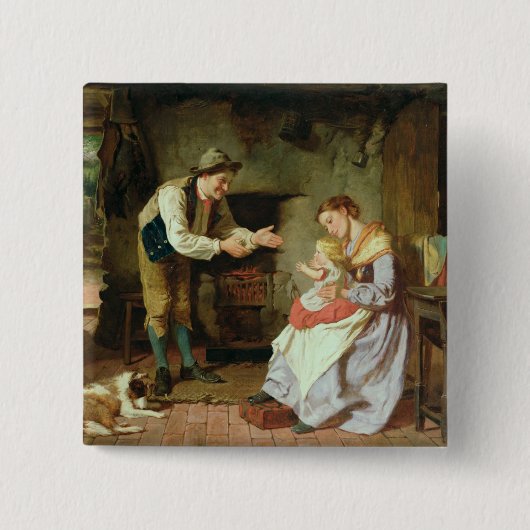 お父さんに来られる 缶バッジ (正面)