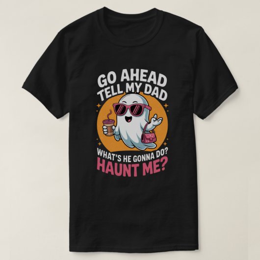 お父さんに言ってよ ゴースト おちゃめなハロウィン Tシャツ (デザイン正面)