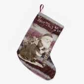 お父さんのかわいいクリスマスに編んだ贈り物を包む スモールクリスマスストッキング (正面 (吊り時))