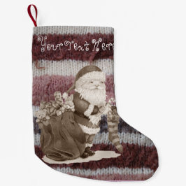 お父さんのかわいいクリスマスに編んだ贈り物を包む スモールクリスマスストッキング