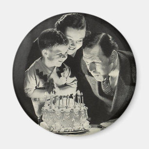 お父さんのためのビンテージ誕生日パーティーとケーキ マグネット