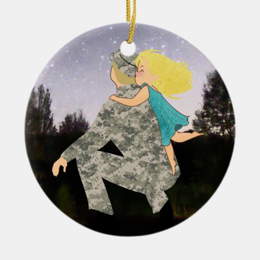 お父さんのクリスマスのオーナメントのためのキス セラミックオーナメント (正面)