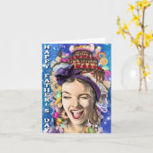 お父さんのデイカーよくはしゃぐドと女おもしろい- カード (黄色い花)