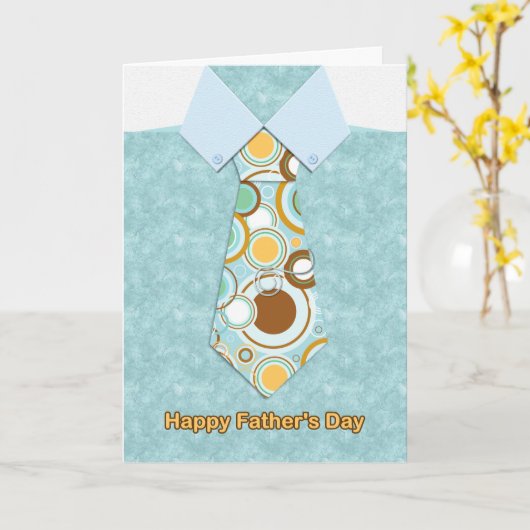お父さんのデイカード、青い大理石のシャツにネクタイ カード (黄色い花)