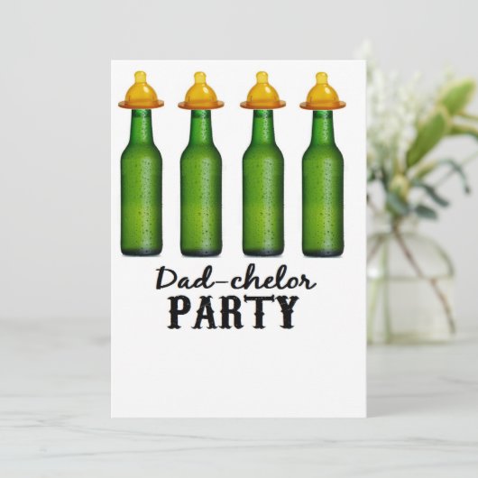 お父さんのベビーシャワー- Dadchelorのおむつのパーティーの招待 招待状 (スタンド正面)