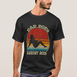 お父さんのボディと短いロッド 釣り好きのための面白いヴィンテージTシャツ Tシャツ