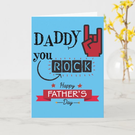 お父さんのロックの幸せな父の日カード カード (黄色い花)
