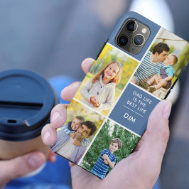 お父さんの人生が最高の人生 4枚の写真とモノグラム 青 iPhone 11 PRO MAXケース