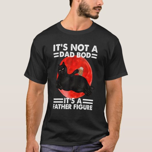 お父さんの体型って言っても実際は父親としての貫禄だよね 黒猫 Tシャツ (正面)