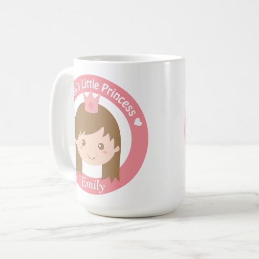 お父さんの小さいプリンセス、ティアラを持つかわいいプリンセス コーヒーマグカップ (正面左)